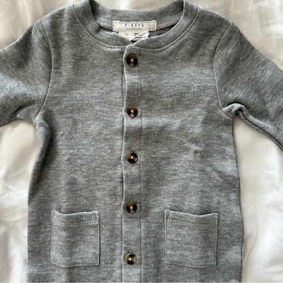 Firsts by Petit Lem - Heather Grey Romper - Picture 2 of 5